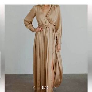 Elegant Tan Wrap Dress